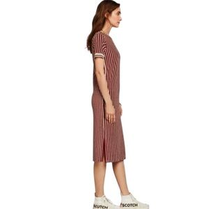 Scotch & Soda Red Striped Midi Dress